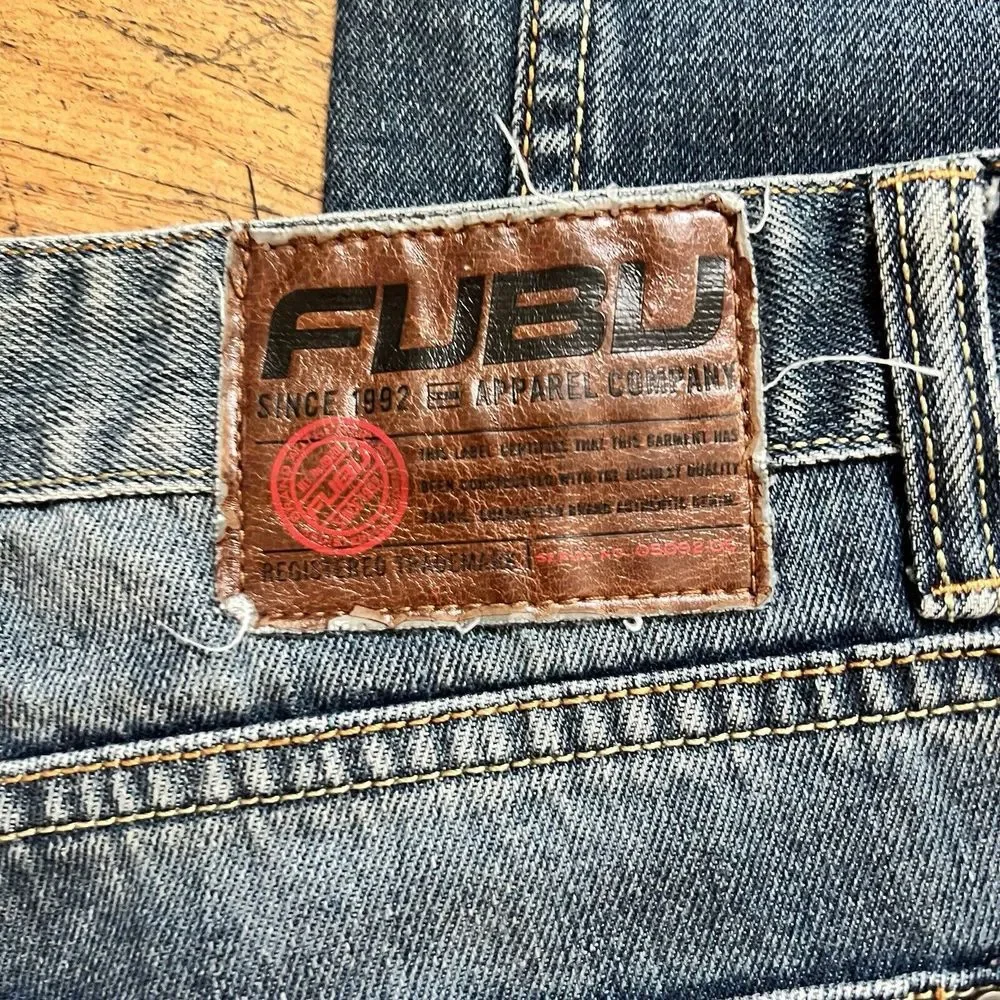 Vintage FUBU Jeans Mens 36x32 Black Baggy Carpenter Fat Albert Platinum 36 Y2K